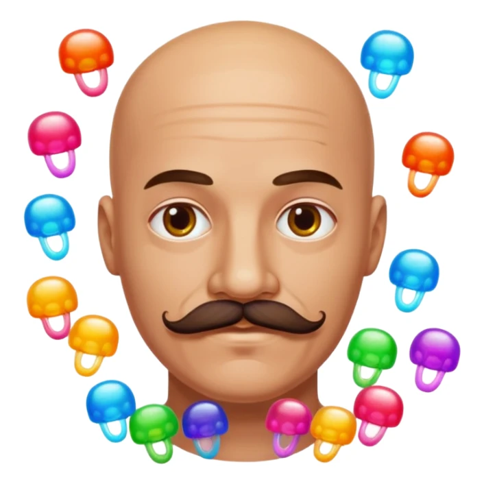 bald guy with a mustache made out of jellies sticker