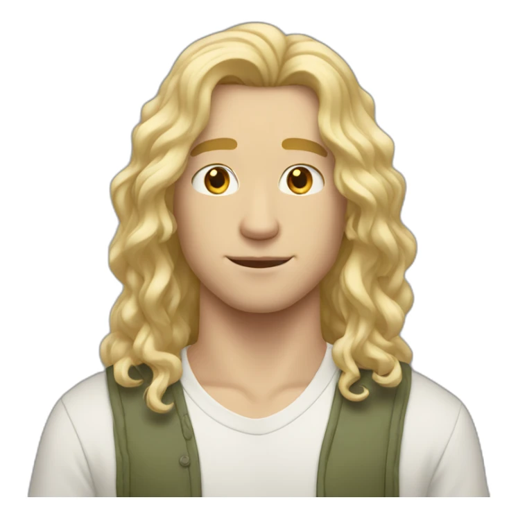 21 year old white male with blonde middle part flowing hair sticker