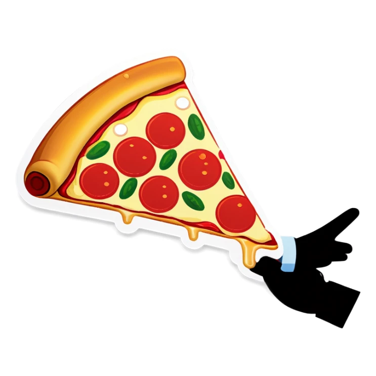 Pizza emoji at the man’s eyes sticker
