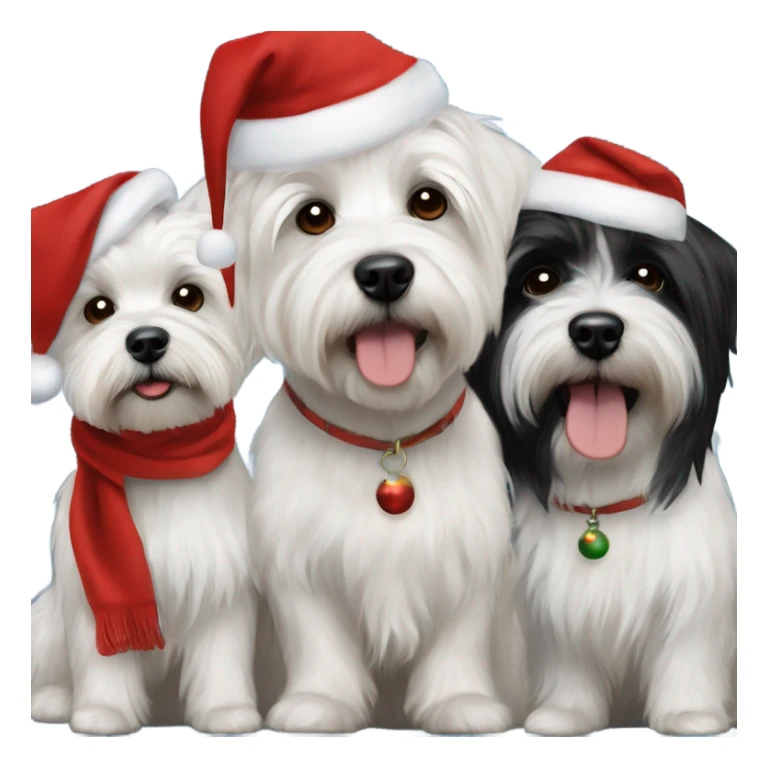 Two Westies and a black Havanese Christmas sticker