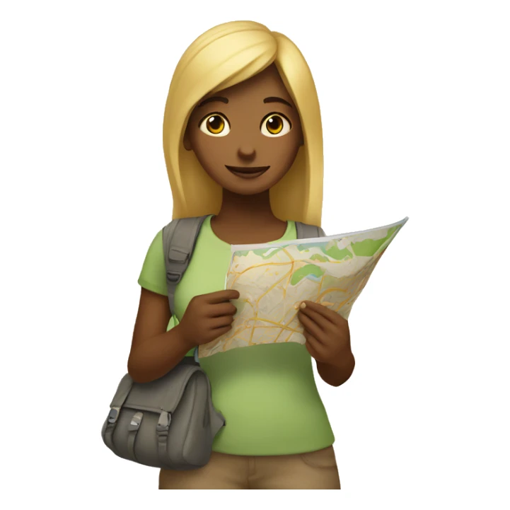 girl hold the map and show where to go sticker