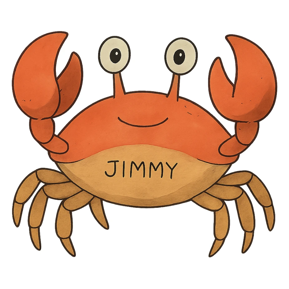 ghibli style friendly crab named Jimmy sticker