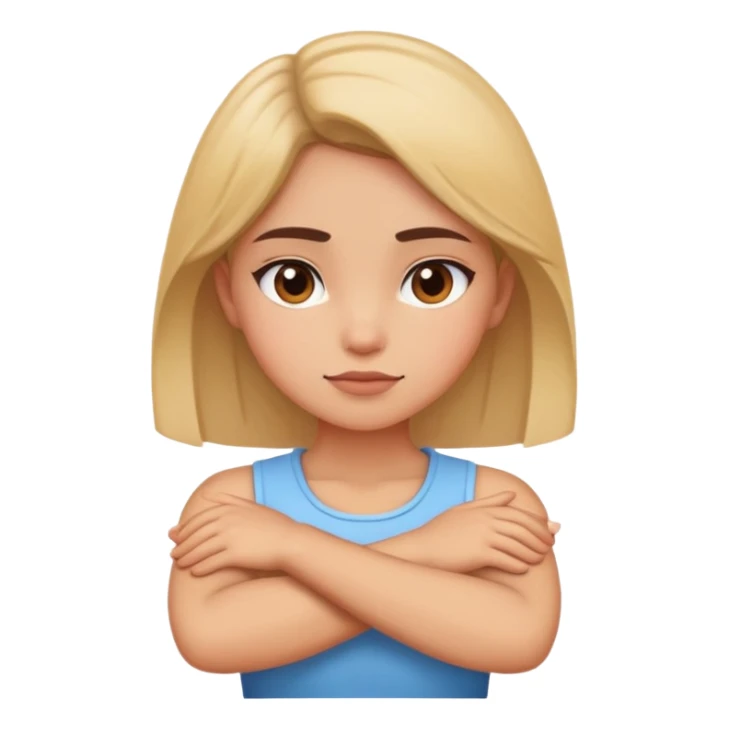 Girls arms crossed near neck sticker
