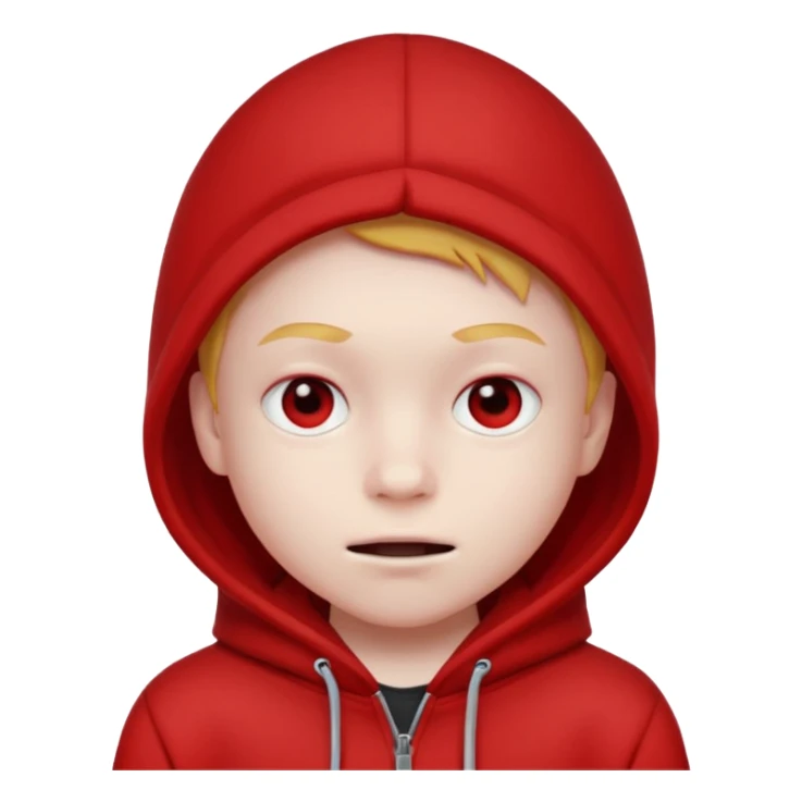 Red kid with prue black eyes and mouth sticker