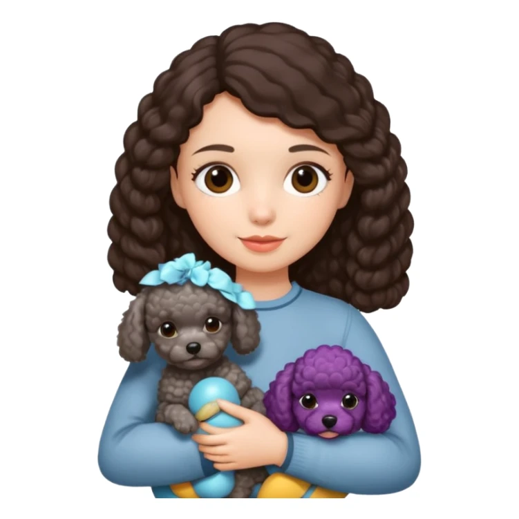 gray toy poodle on brunette girls arms sticker