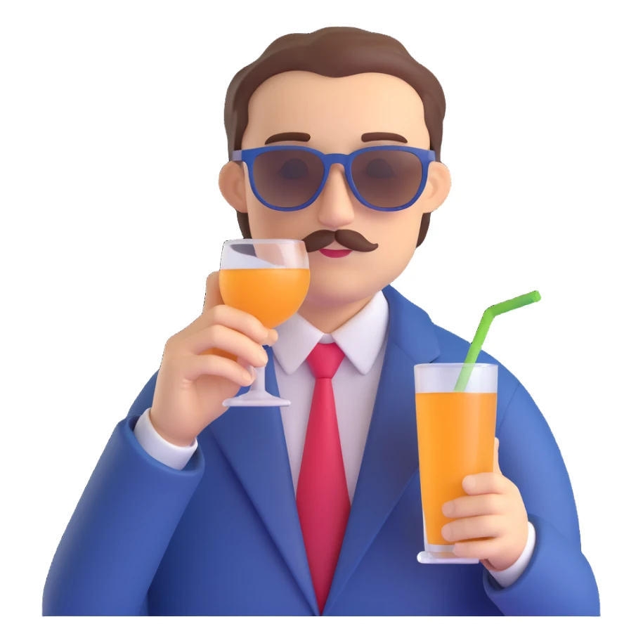 professor with sunglasses sipping a drink, scholarly look, relaxed pose sticker