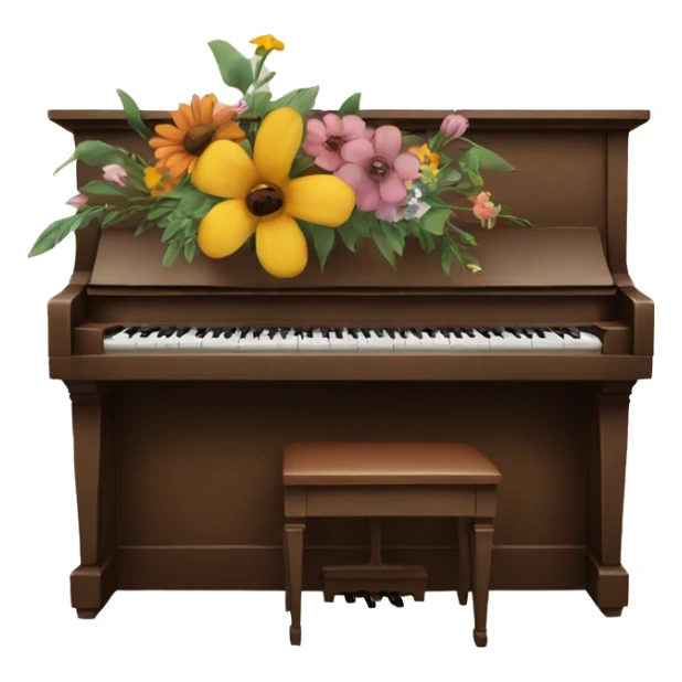 Brown piano with flowers painted on it sticker