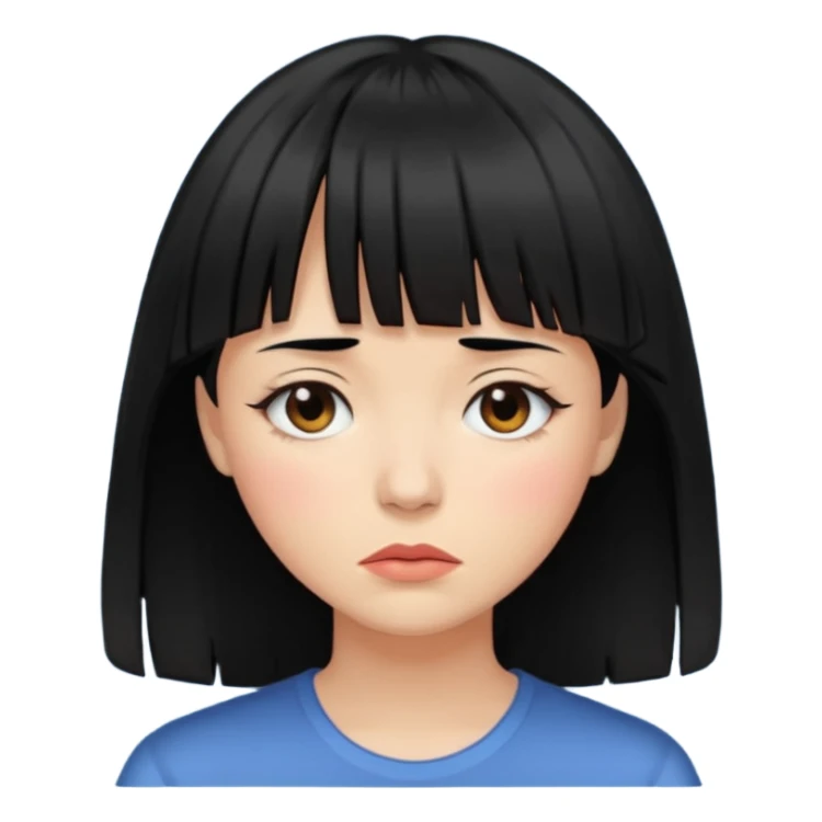 Mulher cabelo preto de franja chorando tudo escuroo sticker