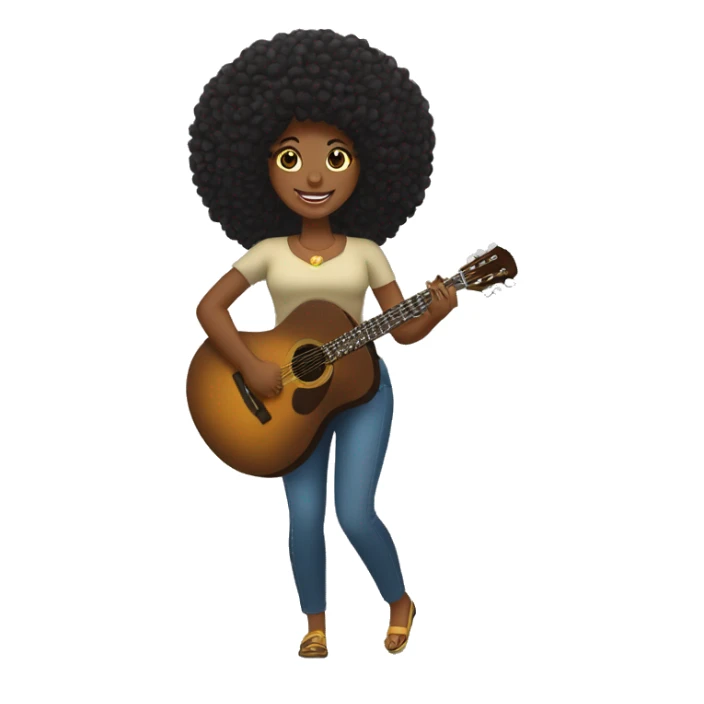 Mulher preta cabelo afro tocando bandolim escrito atrás clube do choro de Brasília. sticker