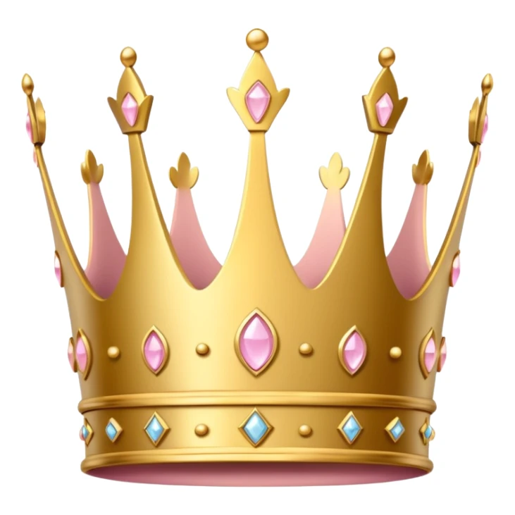A luxurious golden crown with light pink accents and elegant details, featuring a prominent empty space  sticker
