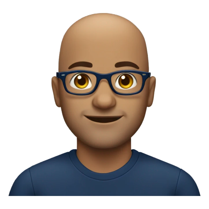 brazilian guy, 40 years old, bald, using glasses and navy blue shirt sticker