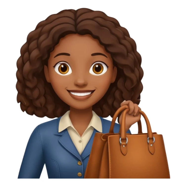 black woman with bag sticker