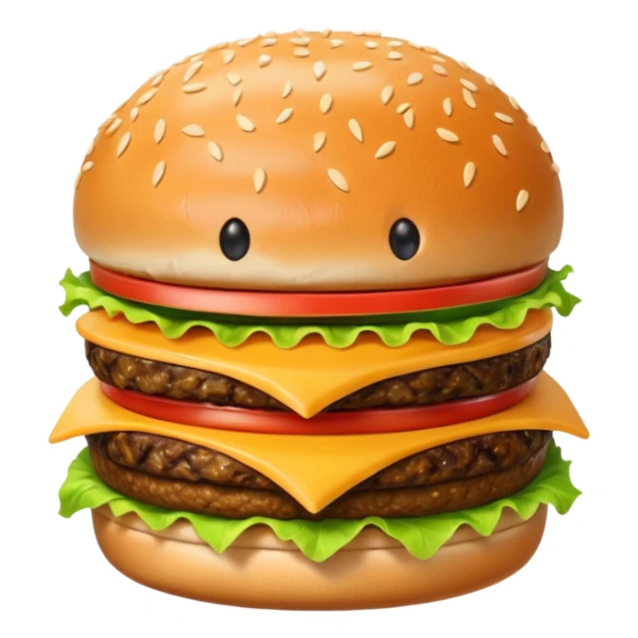 Burger and fries but separate and with faces sticker