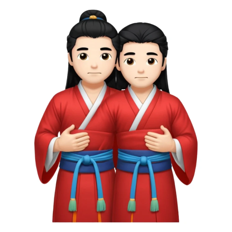 two muscled guys hugging in hanfu clothes, long hair sticker