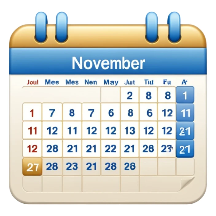 no generate an ios style background free calender icon, blue and gold and white with the date 22 november highlited sticker