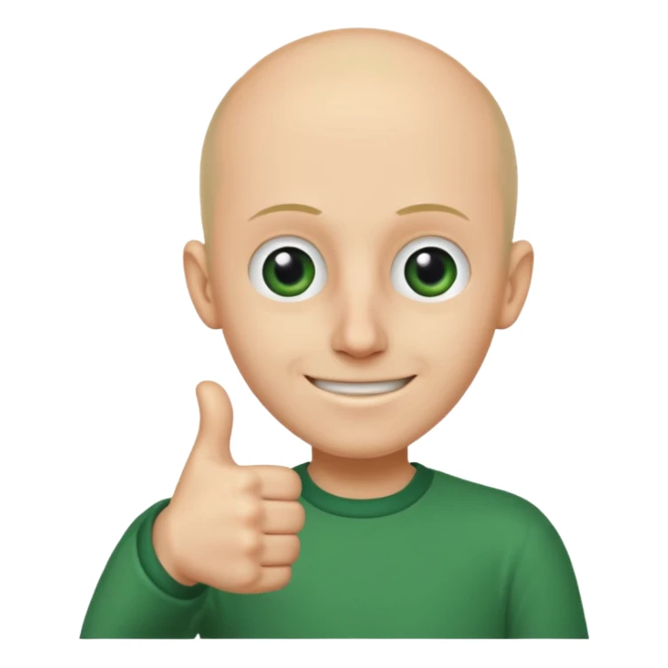 Personajul Baldi (din jocul Baldi's Basics in Education and Learning) făcând un semn de aprobare cu degetul mare in sus sticker