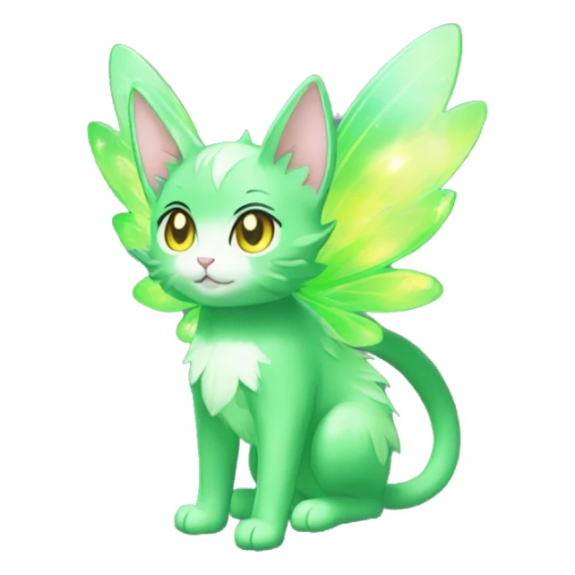 Shiny Sparkly Grass-type-Fairy-type-Fakémon-Cat full body sticker