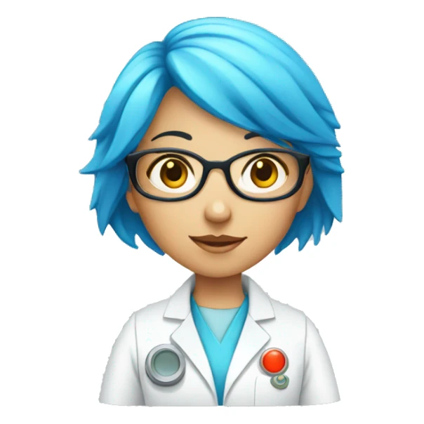 Lab girl scientist with blue hair and laboratory instrument sticker