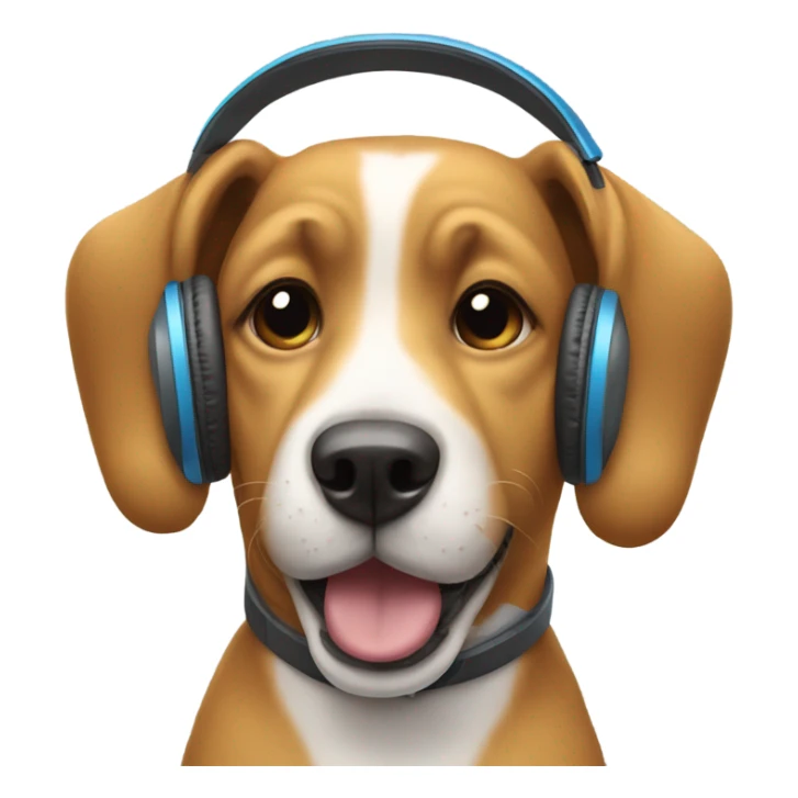 a dog with headphones on sticker