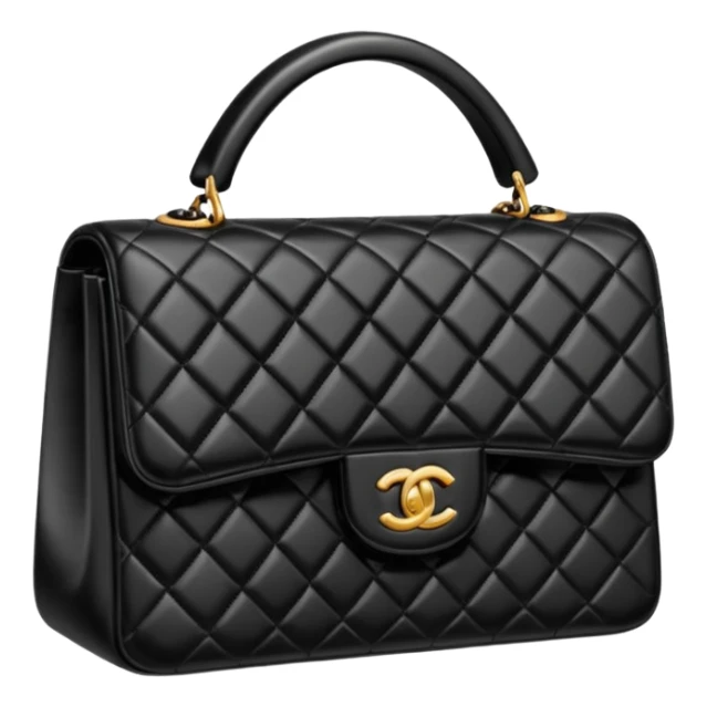 generate an ios genmoji of a black chanel bag sticker