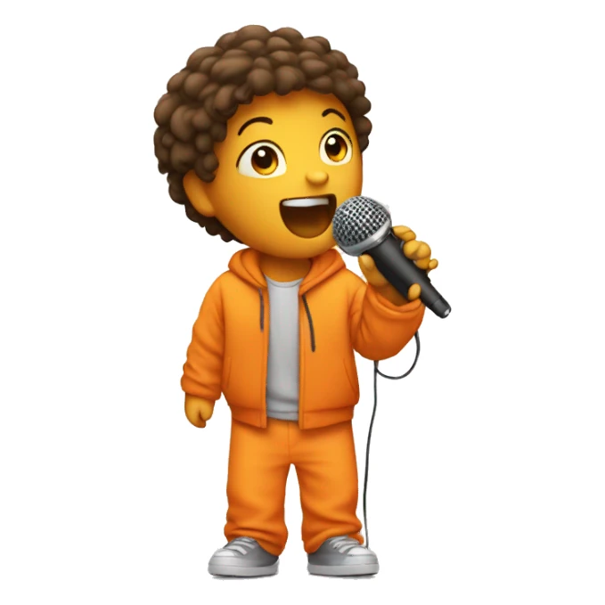 child in orange clothes singing in mocrophone sticker