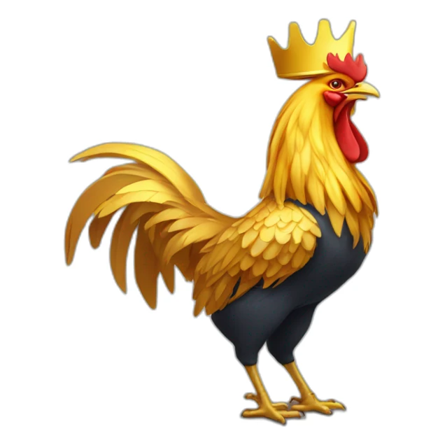 proud and howling golden phoenix rooster with a crown on its head sticker