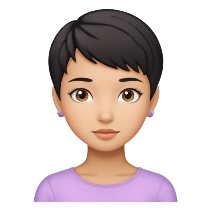 tan girl black hair pixie cut cute pastel colors skin care sticker