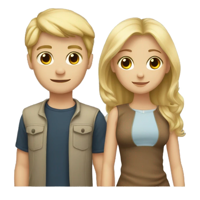 Blond boy and brunette girl sticker