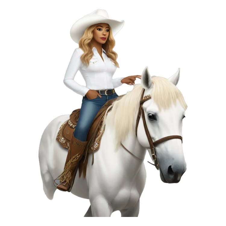 beyoncé wearing a white cowboy hat riding a white horse sticker