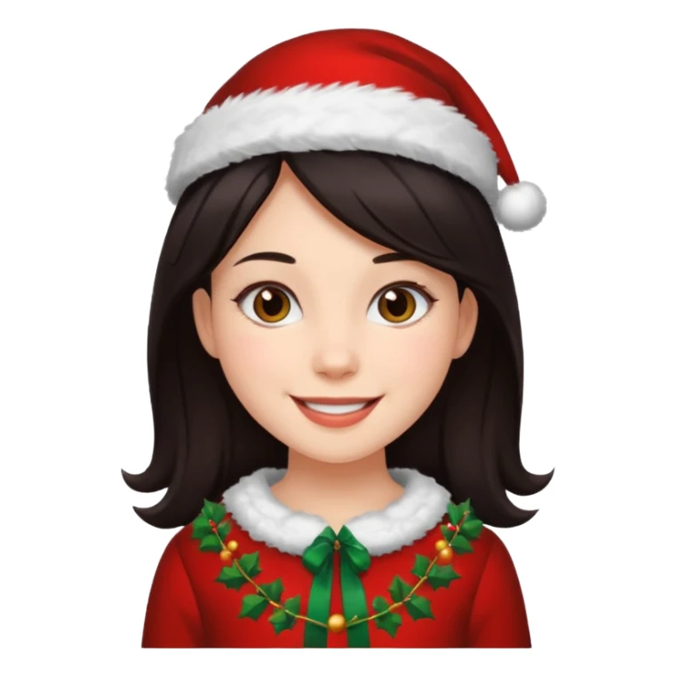 girl with dark hair in christmas clothes sticker