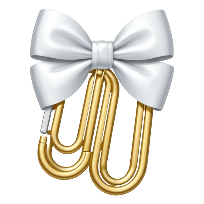 one gold paper clip with a white bow in the middle sticker