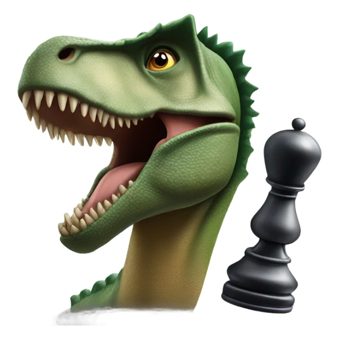 dinosaur holds a queen chess piece in its paw sticker