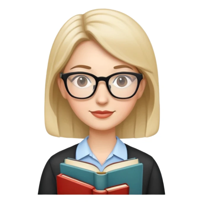 female teacher with glasses and book sticker
