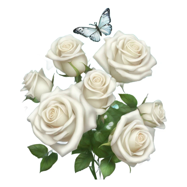 magical sparkling white roses bouquet with butterflies fairy core sticker
