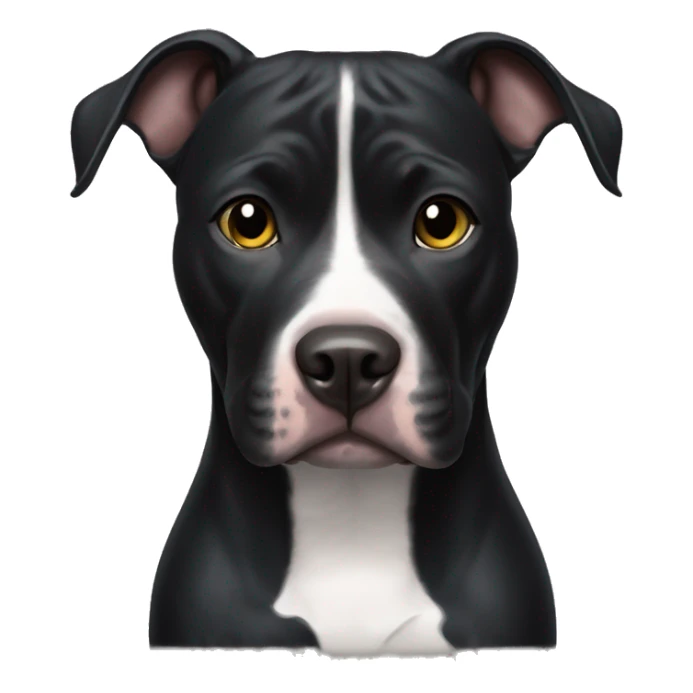 Black pitbull dog with white heart on its chest sticker