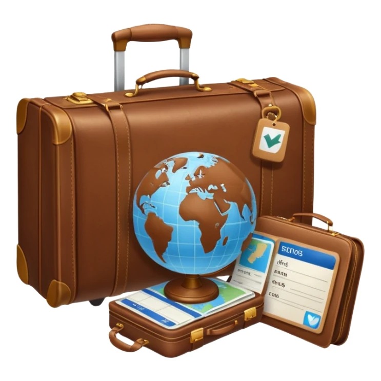 TRAVEL , travel bag , pass board, plane, glob sticker