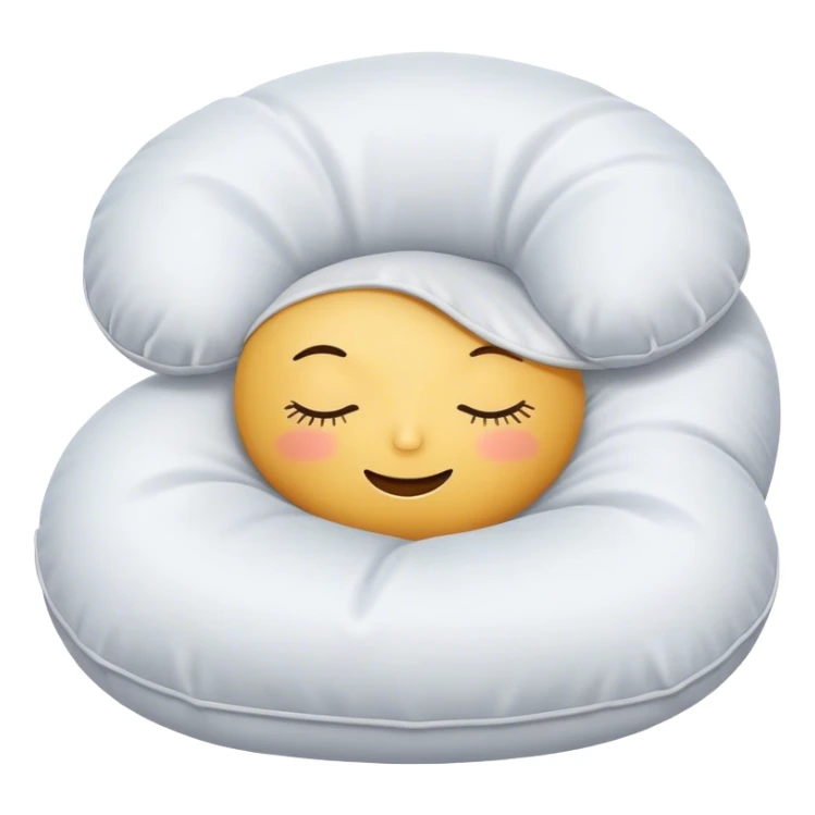 Sleeping pillow with a cozy and relaxed expression, conveying a sense of rest and comfort sticker