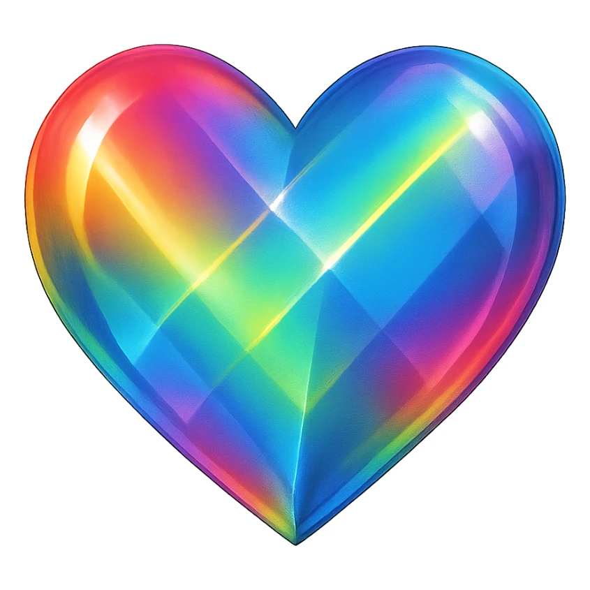 heart with a prism effect, digital illustration style, no background sticker