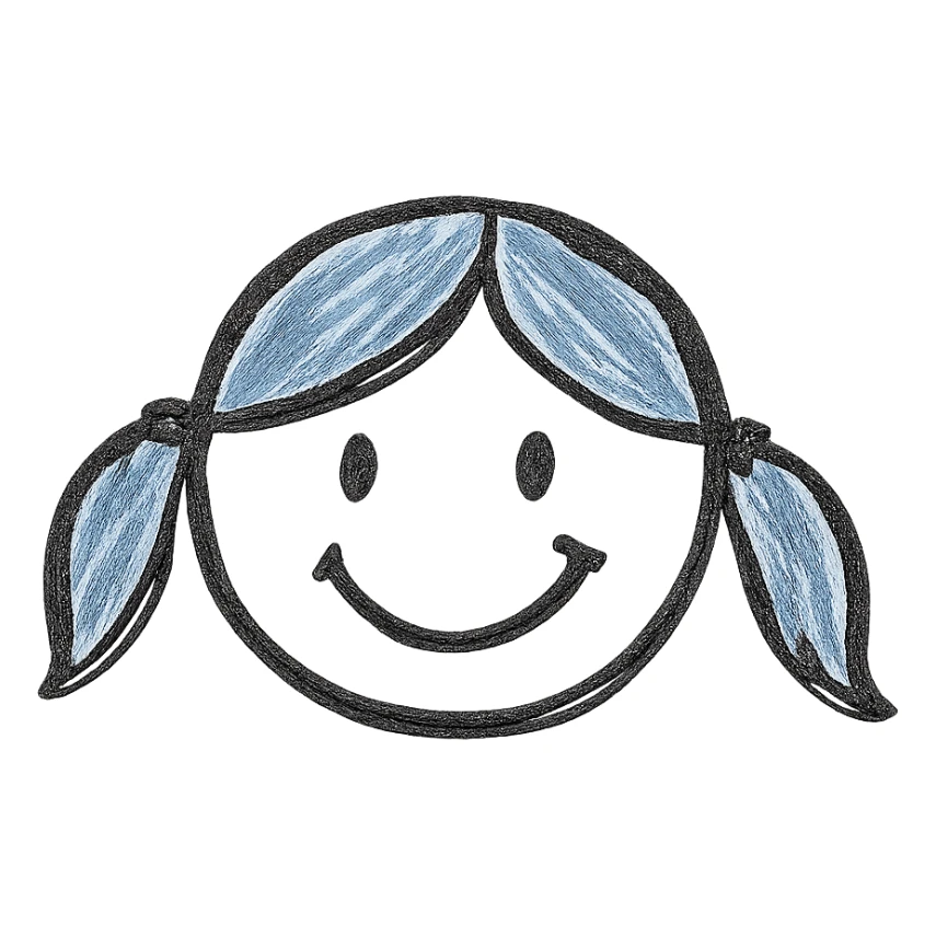 a smiley face of a girl with blue hair sticker