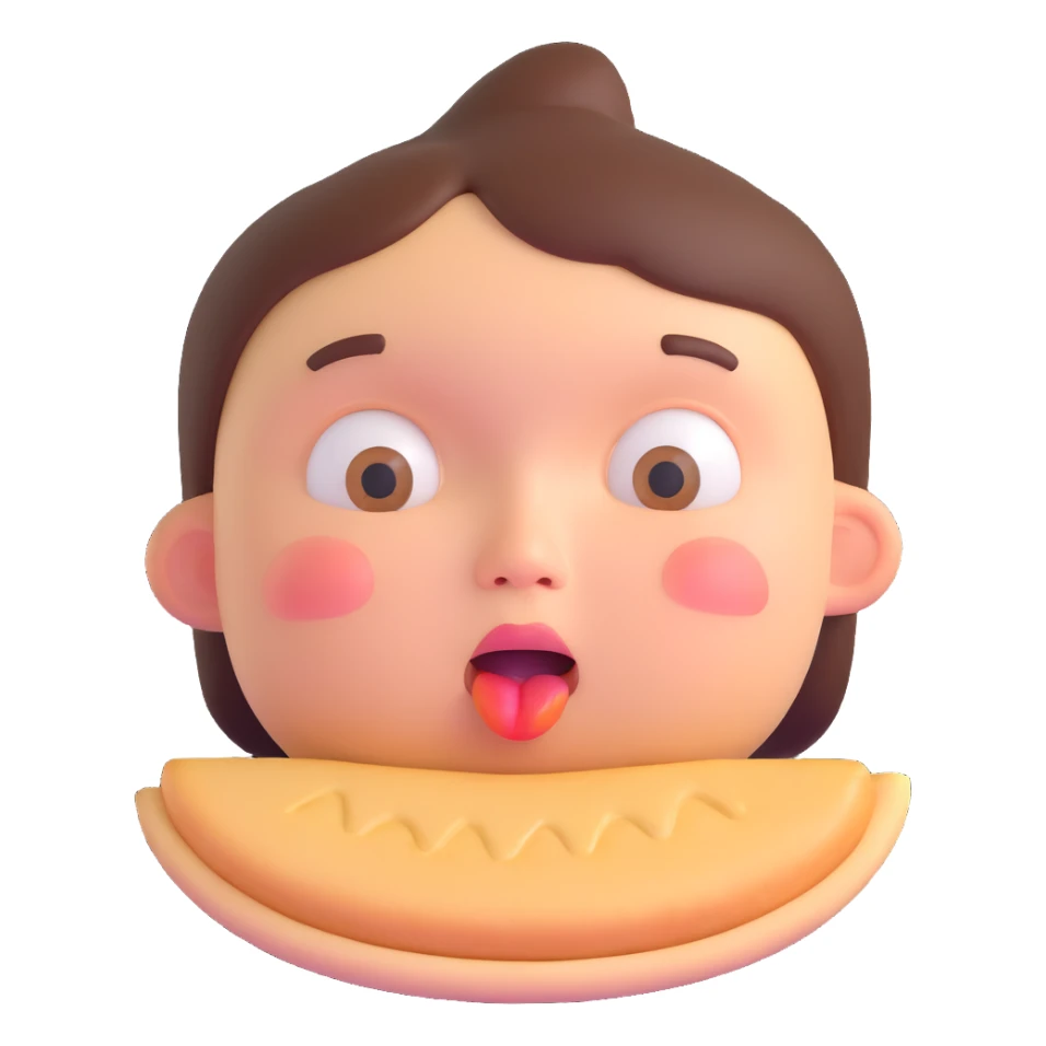 exaggerated hungry face, cheeks sucked in, eyes fixed on food, strong expression of craving sticker