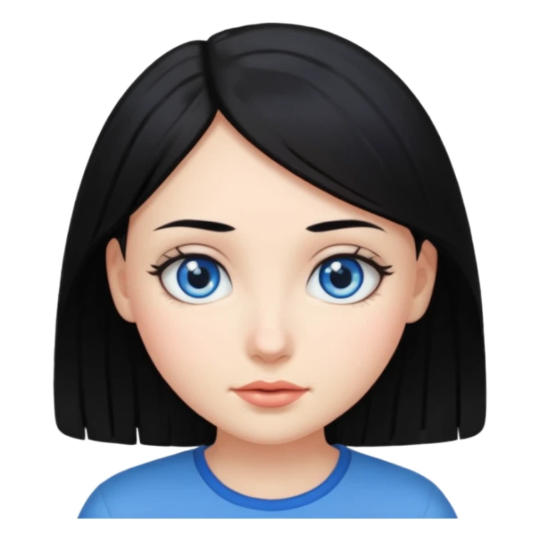Emoji chica pelo negro ojos azules  sticker
