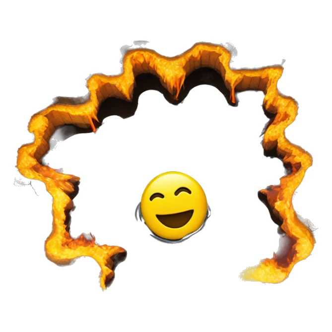 A yellow smiley face melting into a puddle and some fire around sticker