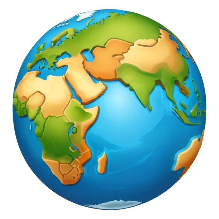 Earth globe with continents arranged in a creative 812 shape, stylized like previous design, iOS emoji style sticker