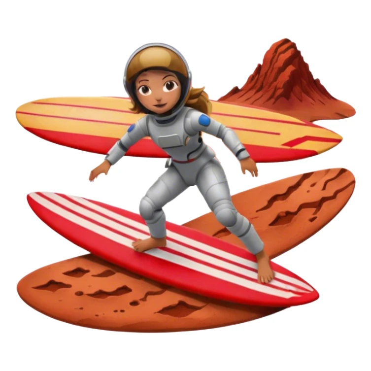 Generate me an emoji of a girl surfing on mars sticker