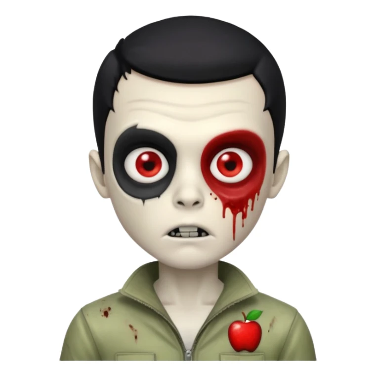 a pretty zombie boy with black hair bearing a resemblance to Ivan from Alien Stage in memoji apple format sticker