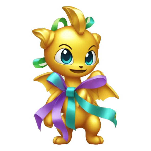 Shiny colorful Fakémon with ribbons sticker