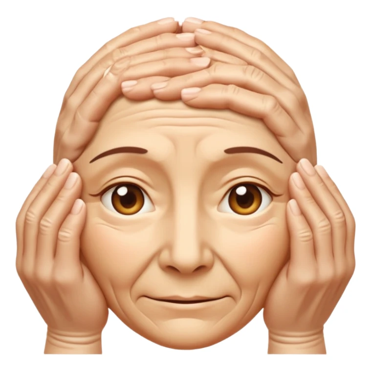 Simple emoji of a face with wrinkles being smoothed by hands,
both hands gently stretching the skin,
wrinkles visible on one part and smooth skin on the other,
clear wrinkle-reducing effect,
simple and easy-to-understand icon,
no beauty or medical elements

 sticker