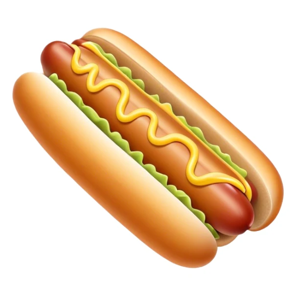 hot dog with white mustard sticker