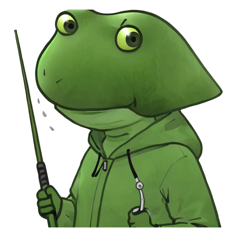 Woman fishing in the rain  sticker