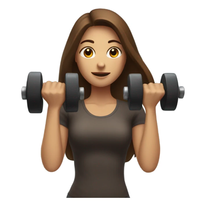A woman with long brown hair was lifting dumbbells with her hands sticker